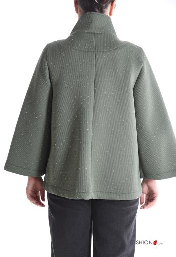 Blusão com strass com gola subida com bolsos com botões sem forro - ph 2