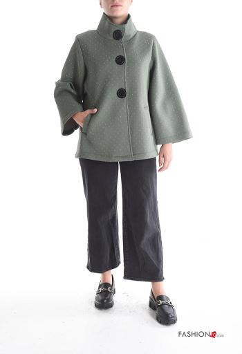 Blusão com strass com gola subida com bolsos com botões sem forro - ph 5