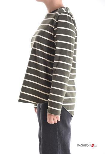 Streifenmuster u-boot ausschnitt Langarmshirt aus Baumwolle - ph 3