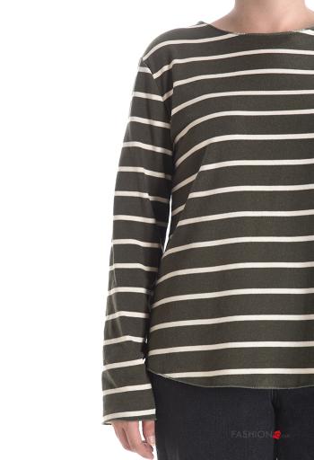 Streifenmuster u-boot ausschnitt Langarmshirt aus Baumwolle - ph 4