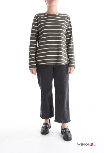 Streifenmuster u-boot ausschnitt Langarmshirt aus Baumwolle - ph 5