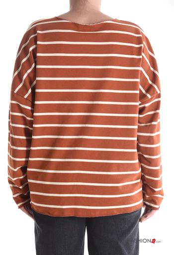 Camiseta de manga larga de Algodón a rayas con cuello en v - ph 2