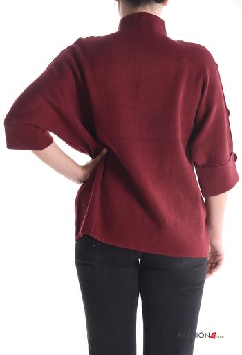 Maglione maniche a tre quarti a collo alto con bottoni - ph 2