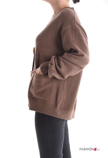 Cardigan con tasche con bottoni scollo a V - ph 3