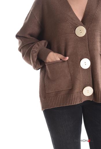 Cardigan con tasche con bottoni scollo a V - ph 4