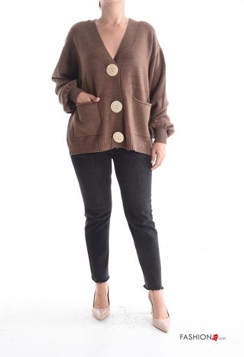 Cardigan con tasche con bottoni scollo a V - ph 5