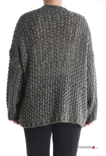 long sleeve fishnet Wool Mix Cardigan - ph 2