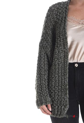 long sleeve fishnet Wool Mix Cardigan - ph 4