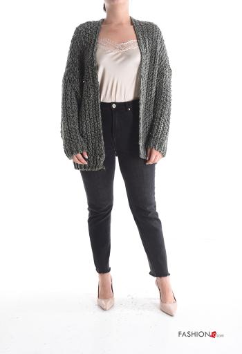 long sleeve fishnet Wool Mix Cardigan - ph 5