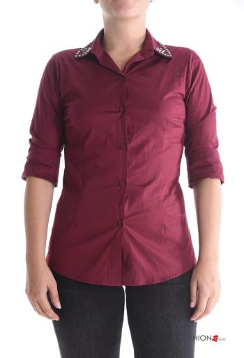 long sleeve with collar shiny Cotton Shirt with buttons