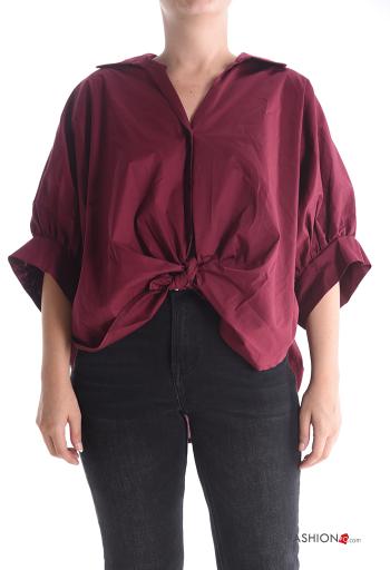 Chemise en Coton manches courtes à collet à boutons