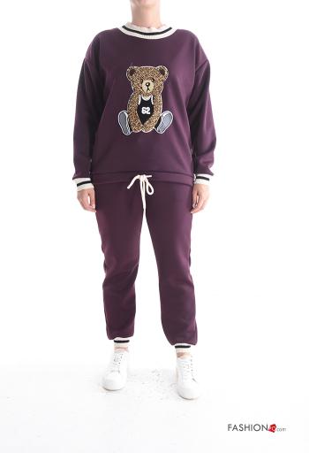 Animal motif long sleeve crew neck Sports set with pockets with elastic - ph 1