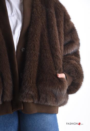 Kunstfell Jacke mit Taschen mit Futter - ph 4