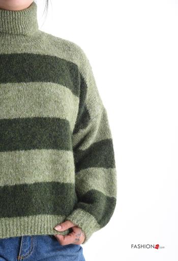Streifenmuster Rollkragenpullover aus Wollmischung - ph 4