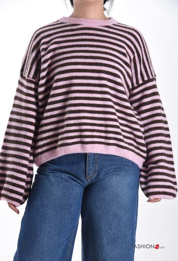 Streifenmuster Strickpullover aus Wollmischung