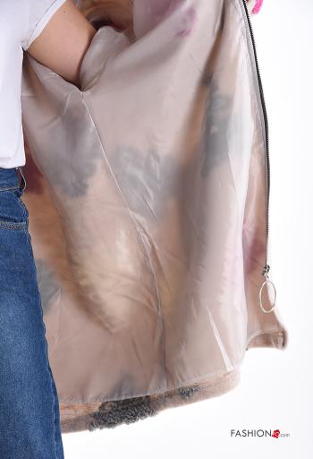 Cappotto in Misto Lana Fantasia colorata senza fodera con tasche con zip con cappuccio - ph 5
