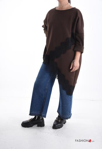 Felpa girocollo asimmetrico pizzo maniche lunghe - ph 5