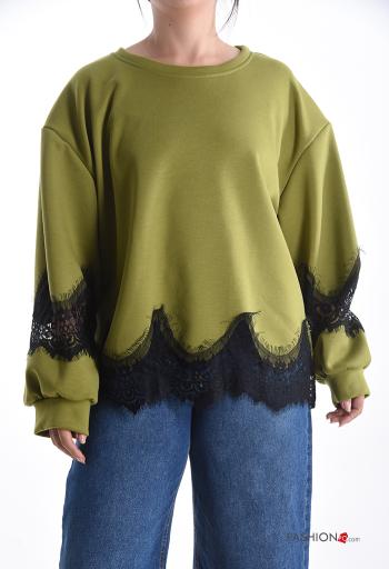 Spitze- u-boot ausschnitt lange ärmel Sweatshirt - ph 1