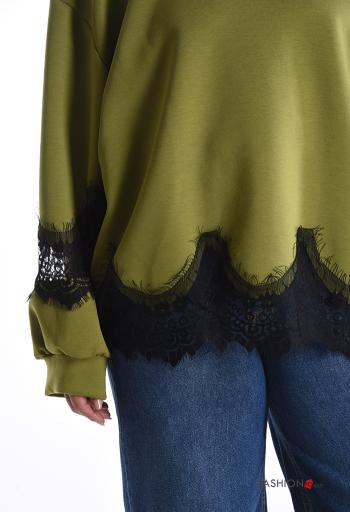 Spitze- u-boot ausschnitt lange ärmel Sweatshirt - ph 4