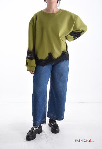 Spitze- u-boot ausschnitt lange ärmel Sweatshirt - ph 5