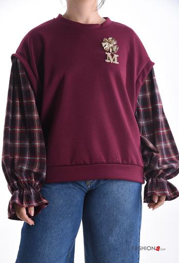 Felpa maniche lunghe maniche a palloncino girocollo Fantasia tartan - ph 1