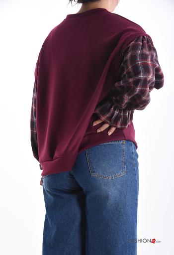Felpa maniche lunghe maniche a palloncino girocollo Fantasia tartan - ph 2