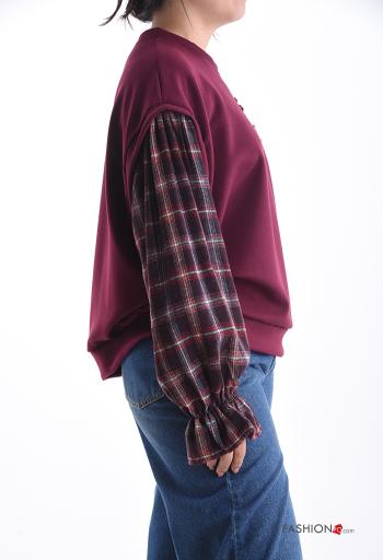 Felpa maniche lunghe maniche a palloncino girocollo Fantasia tartan - ph 3