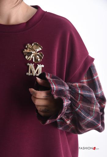 Felpa maniche lunghe maniche a palloncino girocollo Fantasia tartan - ph 4