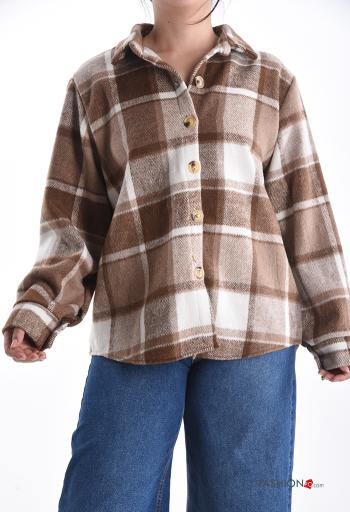 Tartan long sleeve with collar Cotton Shirt with buttons - ph 1