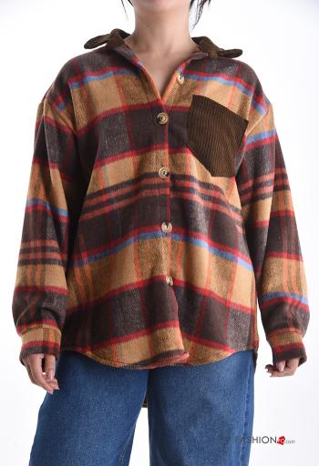 Tartan long sleeve with collar Cotton Shirt with buttons