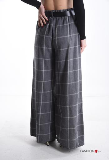 Tartan-Muster wide leg Hose mit Gürtel mit Taschen - ph 2