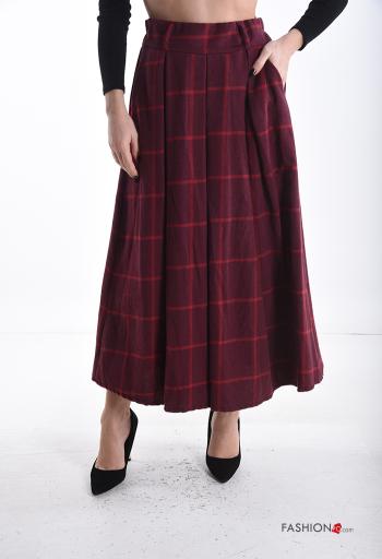 Vichy full Skirt with pockets with elastic