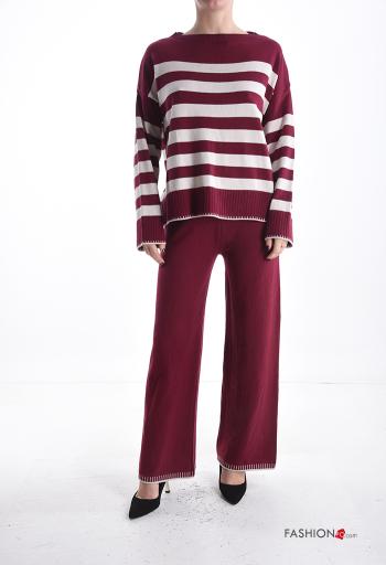 Coordinato maniche lunghe girocollo Fantasia righe con elastico