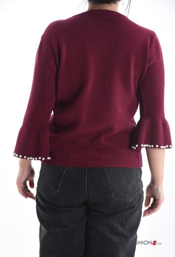 Pull col rond avec des perles manches à trois-quarts - ph 2