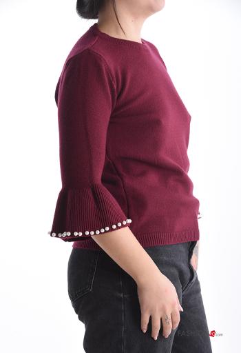 Pull col rond avec des perles manches à trois-quarts - ph 3