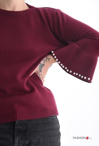 Pull col rond avec des perles manches à trois-quarts - ph 4