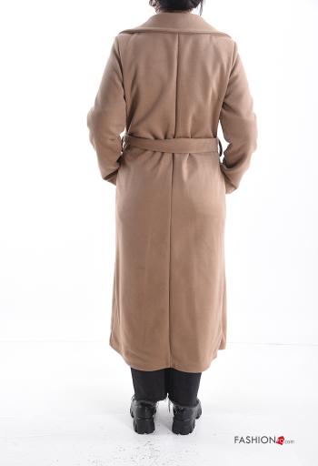 Cappotto maniche lunghe lungo con fodera con tasche con cintura con bottoni - ph 2