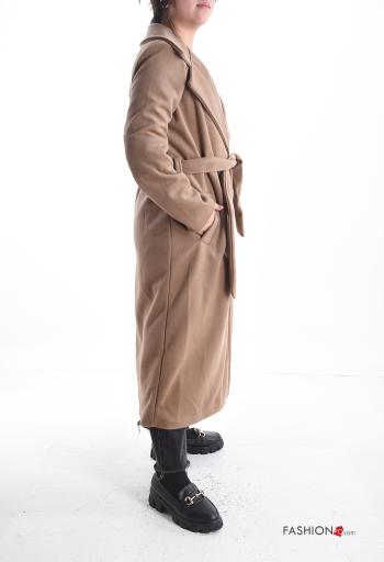 Cappotto maniche lunghe lungo con fodera con tasche con cintura con bottoni - ph 3
