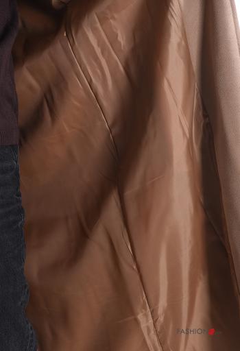 Cappotto maniche lunghe lungo con fodera con tasche con cintura con bottoni - ph 5