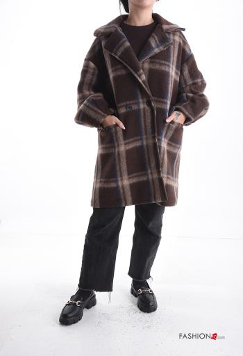 Cappotto in Misto Lana maniche lunghe Fantasia tartan con fodera con bottoni con tasche - ph 1
