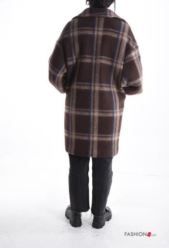 Cappotto in Misto Lana maniche lunghe Fantasia tartan con fodera con bottoni con tasche - ph 2
