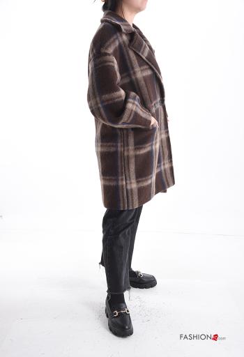 Cappotto in Misto Lana maniche lunghe Fantasia tartan con fodera con bottoni con tasche - ph 3