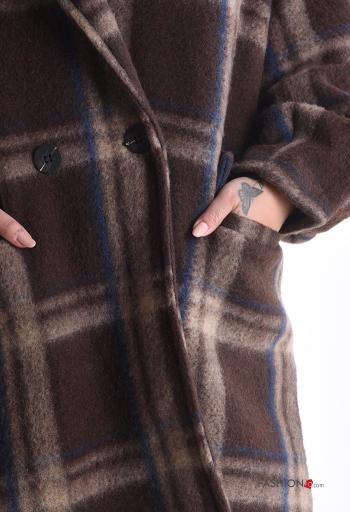 Cappotto in Misto Lana maniche lunghe Fantasia tartan con fodera con bottoni con tasche - ph 4