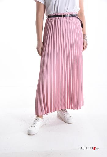 pleated Skirt with belt with elastic