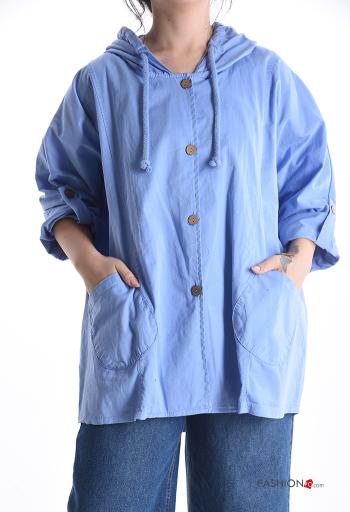 Cotton Jacket with hood 3/4 sleeve without lining with pockets with buttons