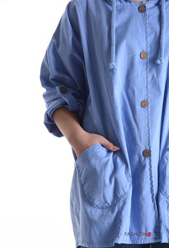 Cotton Jacket with hood 3/4 sleeve without lining with pockets with buttons - ph 4