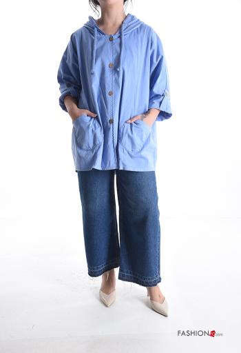Cotton Jacket with hood 3/4 sleeve without lining with pockets with buttons - ph 5