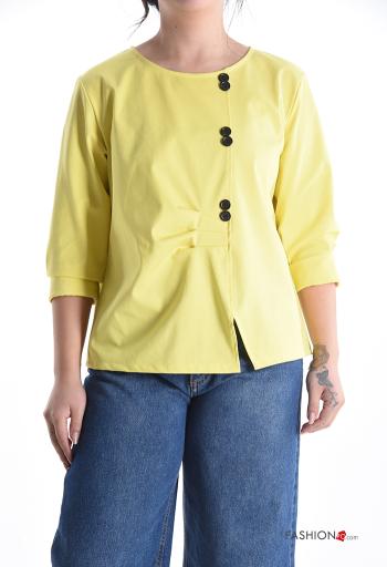 Blusa em Algodão manga comprida gola redonda