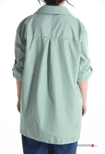 Striped with collar Cotton Shirt with buttons 3/4 sleeve - ph 2