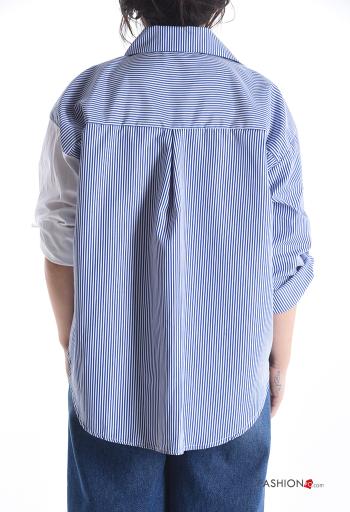 Camisa em Algodão com gola às riscas com botões com pérolas - ph 2